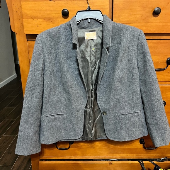 Vint Virgin Wool Pendelton Gray Blazer Jacket Made USA size 14 P2P 20 Hem231/2 - Picture 1 of 3